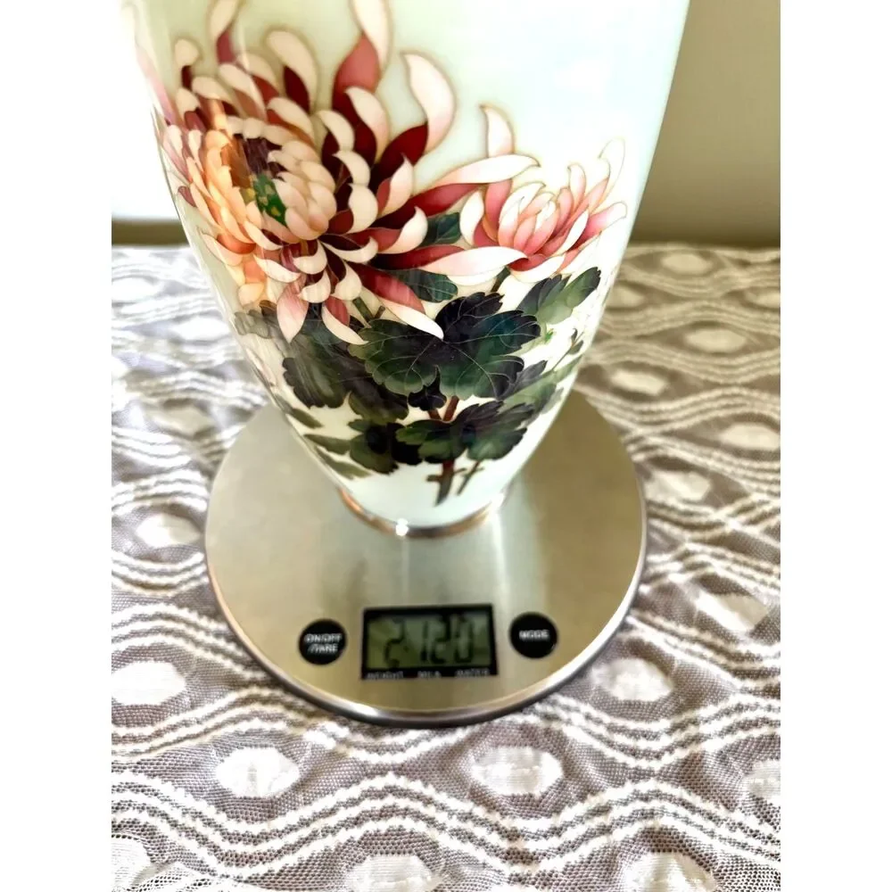 VTG Gumps Japan Cloisonné Enamel Opaline Glass Vase 11.75